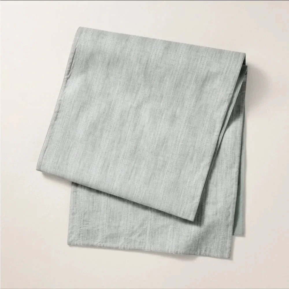 20"x90" Chambray Stripe Woven Table Runner Green - Hearth & Hand with Magnolia